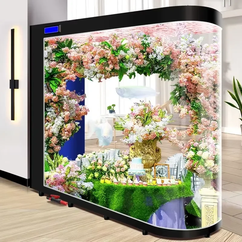 LED Aquarium Lights with Float Glass Circulating Side Filtration and One-Click Drainage for Rectangle Aquarium Ultra Quiet