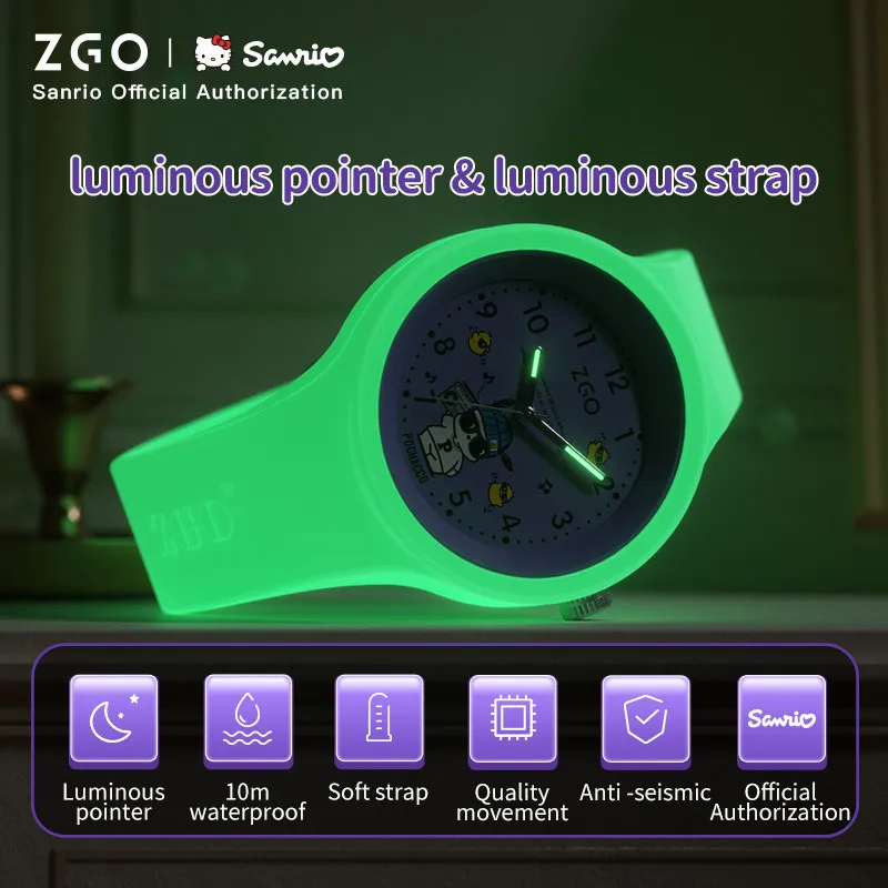 ZGO Sanrio Pompompurin Kids Watch for Girls, Cute and Stylish Luminous Strap, Waterproof Quartz Watch Gift 877