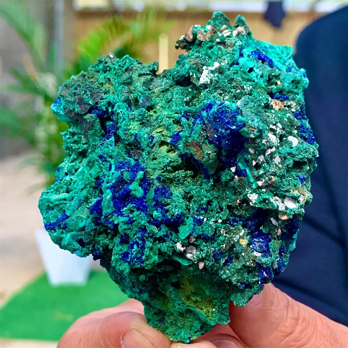 

Natural Azurite, Quartz Crystal Ore, Green Malachite, Symbiotic Clusters, Mineral Reiki Healing, Degaussing