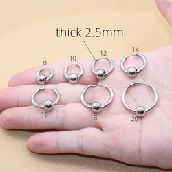 2pc Lot Stainless Steel Round Men Women Hoop Earrings Thick 2.5MM 8 10 12 20mm For Choose Brief Style Fashion Jewelry