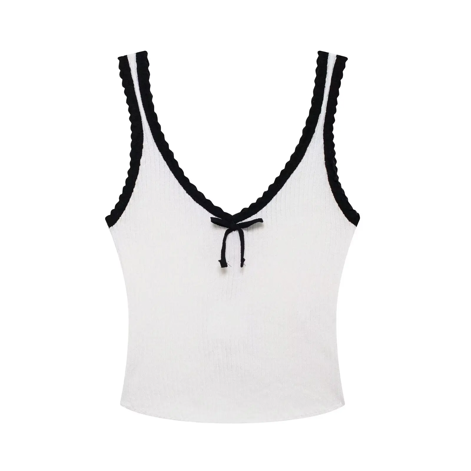 Tangada 2024 Summer Women Bow Knitted Tank Strap Female Sleeveless Camis Top 3h0611