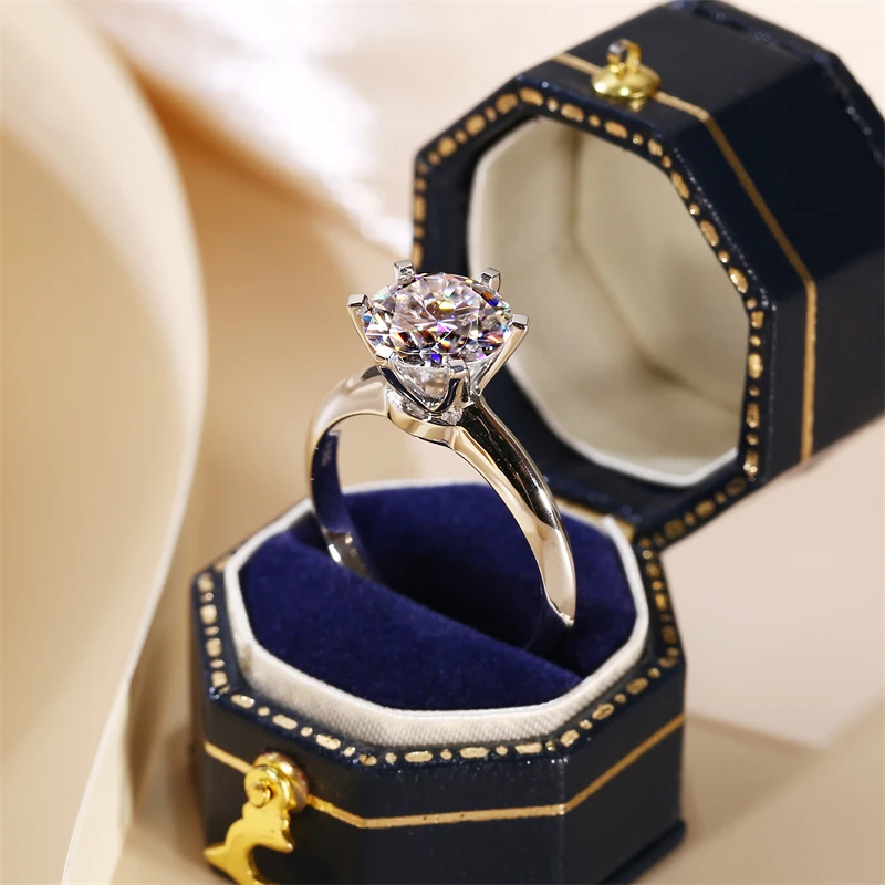 

Simple Fashion Moissanite Diamond Engagement Ring for Women 925 Sterling Silver Promise Wedding Solitaire Ring Jewelry Gift