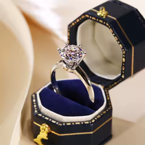 Simple Fashion Moissanite Diamond Engagement Ring for Women 925 Sterling Silver Promise Wedding Solitaire Ring Jewelry Gift