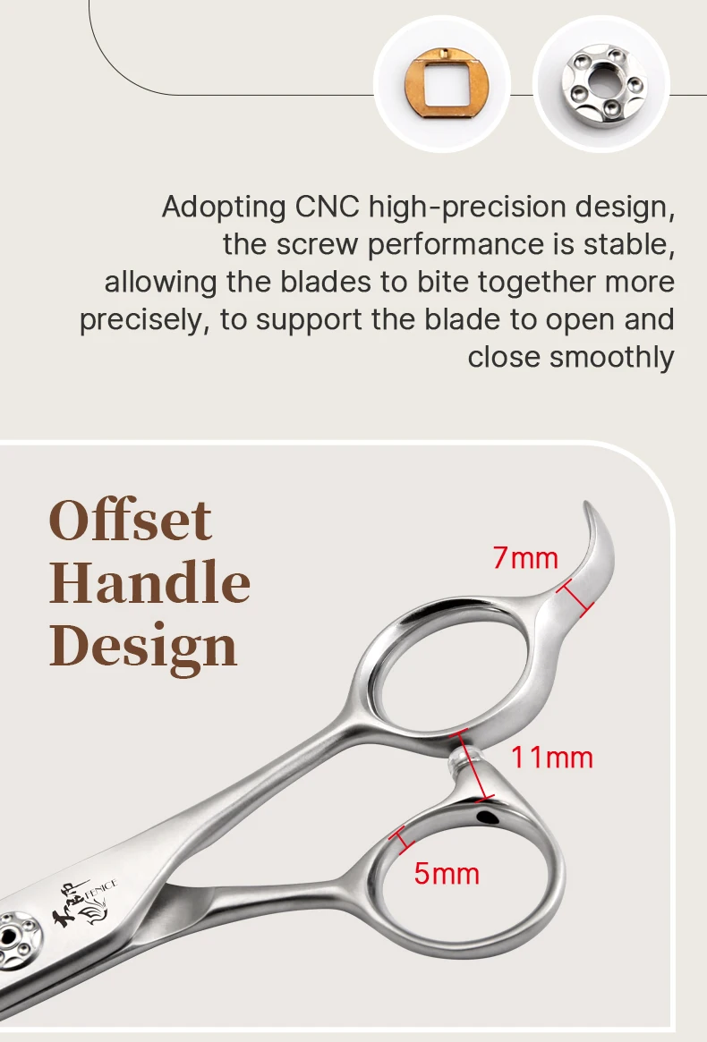 Fenice Slim Narrow Dog Grooming Scissors Set Straight/Curved/Thinner/Chunker Shears Schere Spezialisiert für KR- und JP Groomers – Detail 17