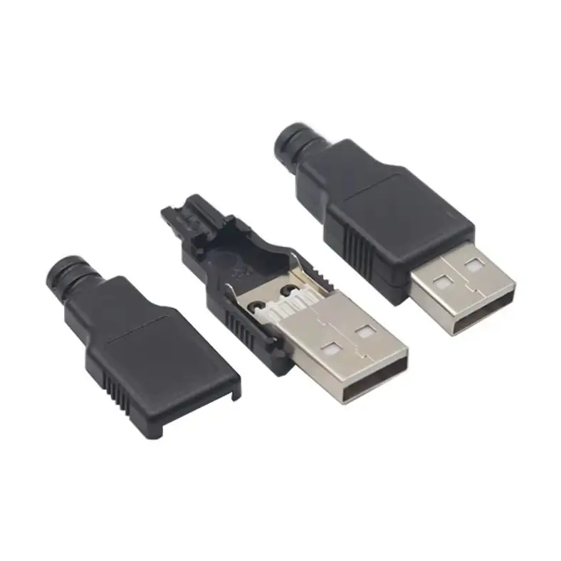 【10PCS】Type A Male Female USB Plug Socket Connector With Black Plastic Cover Type-A DIY Kits