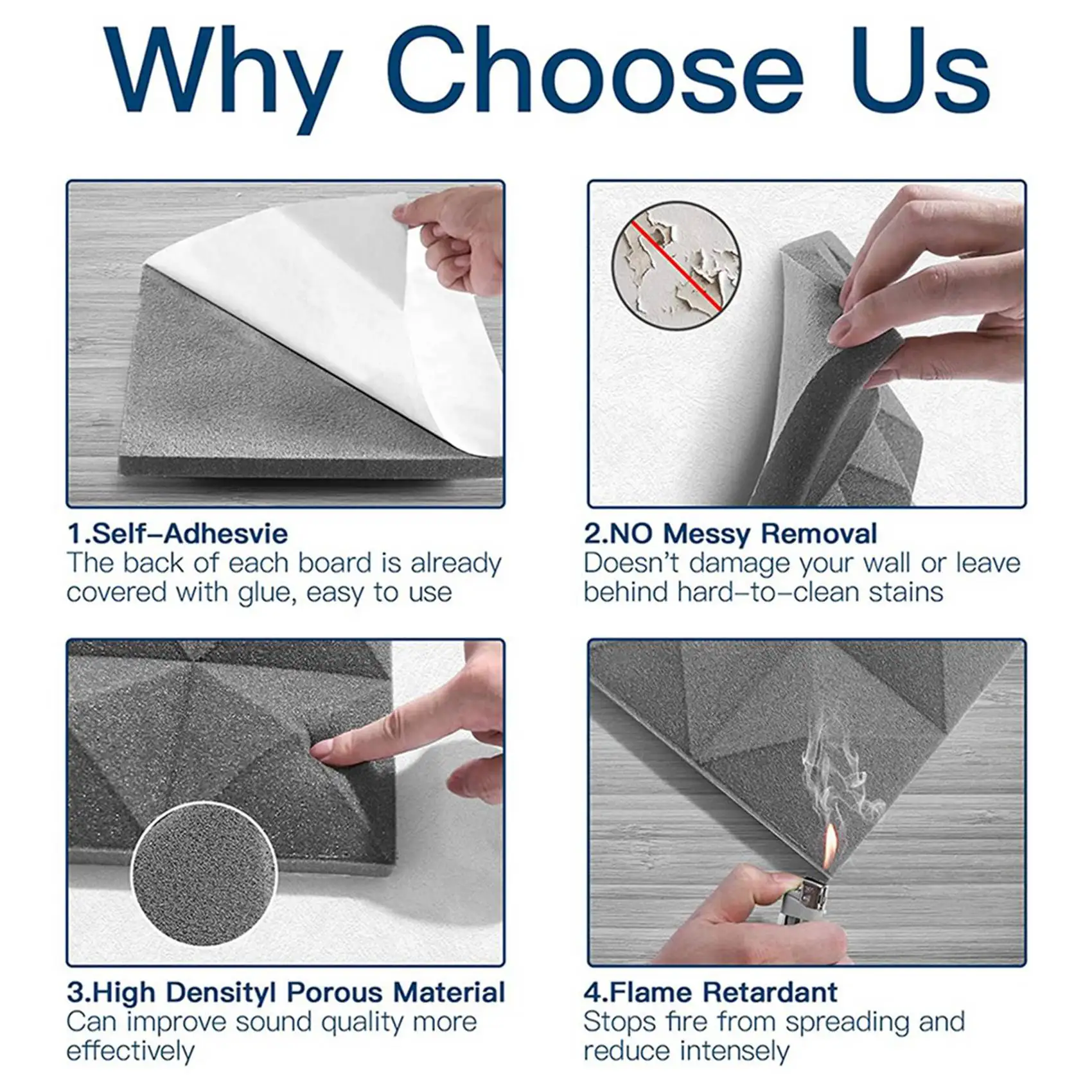 

24 Pack Acoustic Foam Panels,Self-Adhesive Sound Proof Foam Panels,For Wall Decor,Music Studio Bedroom Home,5X30x30cm-AT20