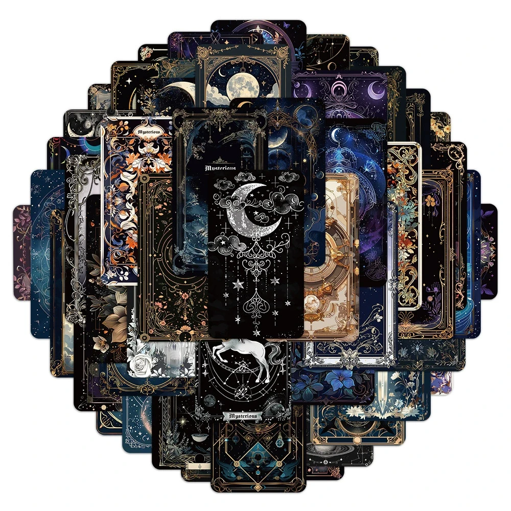10/30/50pcs Cool Dark Mysterious Space Moon Stickers Aesthetic Tarot Goth Decal Graffiti Luggage Laptop Phone Decoration Sticker