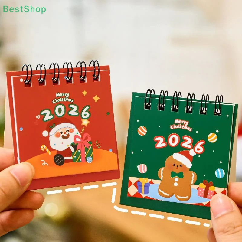 💕2026 Christmas Theme Mini Desk Calendar Creative Portable Coil Calendar Planner For Desk Or Office Use