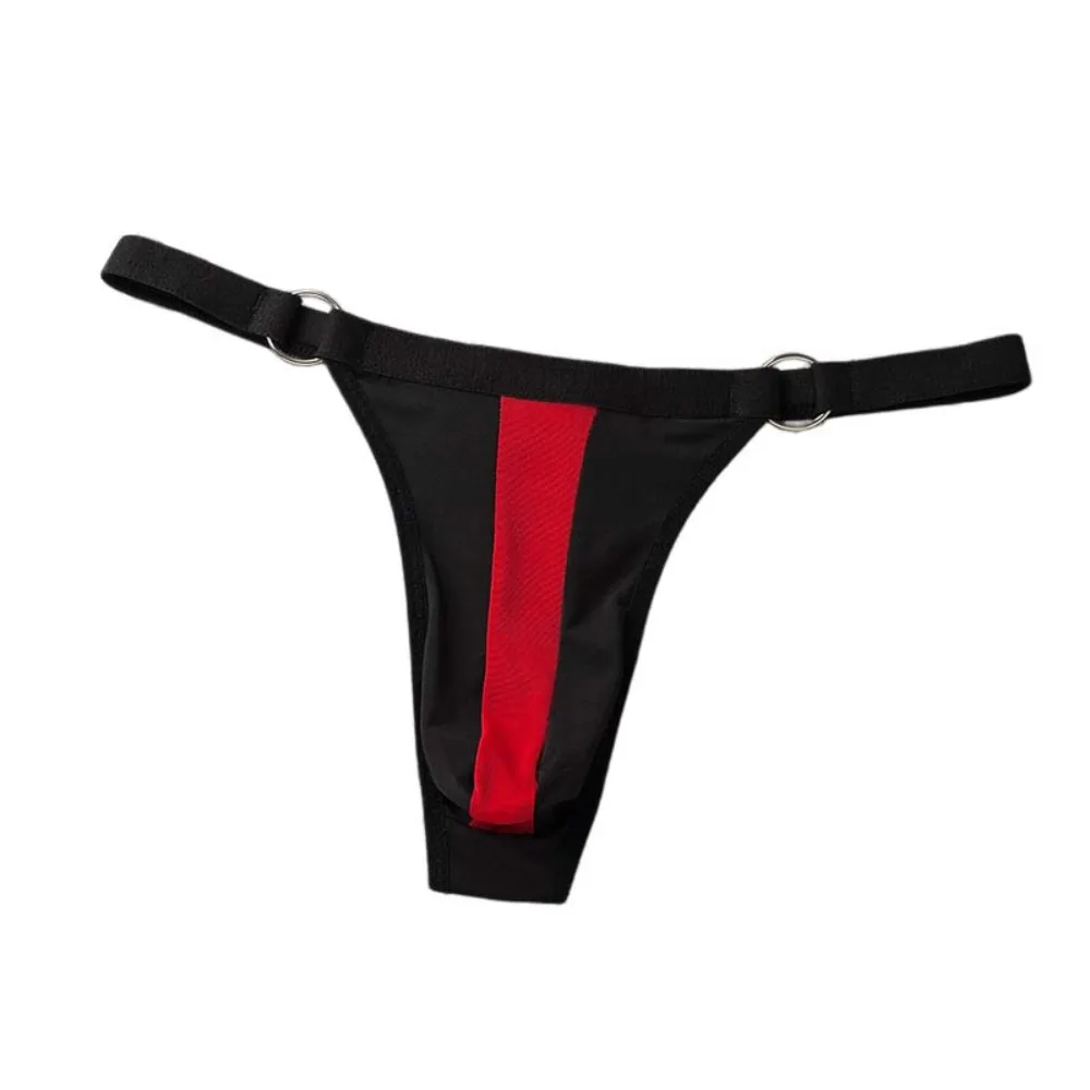 Comfortable Transparent Men's Thin Thong Hollow Out Circular Ring Splicing Men Underwear Thin Strip Low Waist T-back Briefs Male