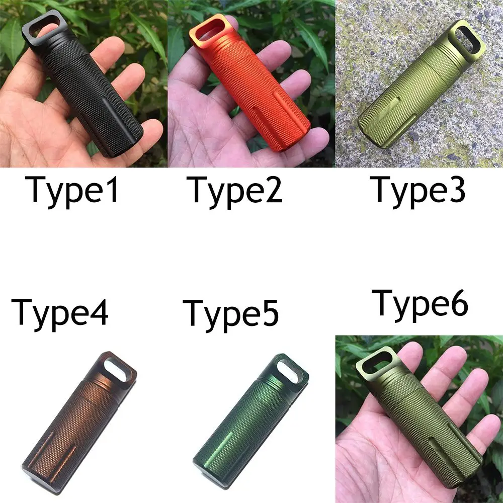 New Aluminum EDC Survival Kit Waterproof Seal Bottle Capsule/Pill  Airtight Case Outdoor Tools Capsule Holder Storage Container