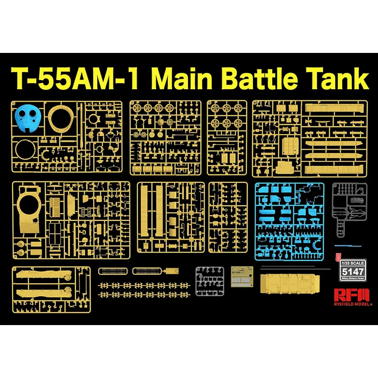 رايفيلد نموذج RFM RM-5147 1/35 T-55AM-1 دبابة المعركة الرئيسية-التعليق النشط والمسار، مجموعة نماذج المقياس