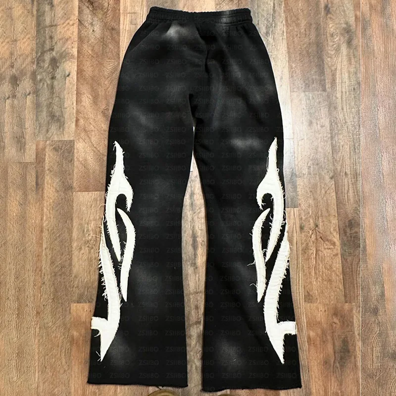 Washed letter printed pants, European and American punk dark hip-hop 2025 new fashion casual men's and women's pants