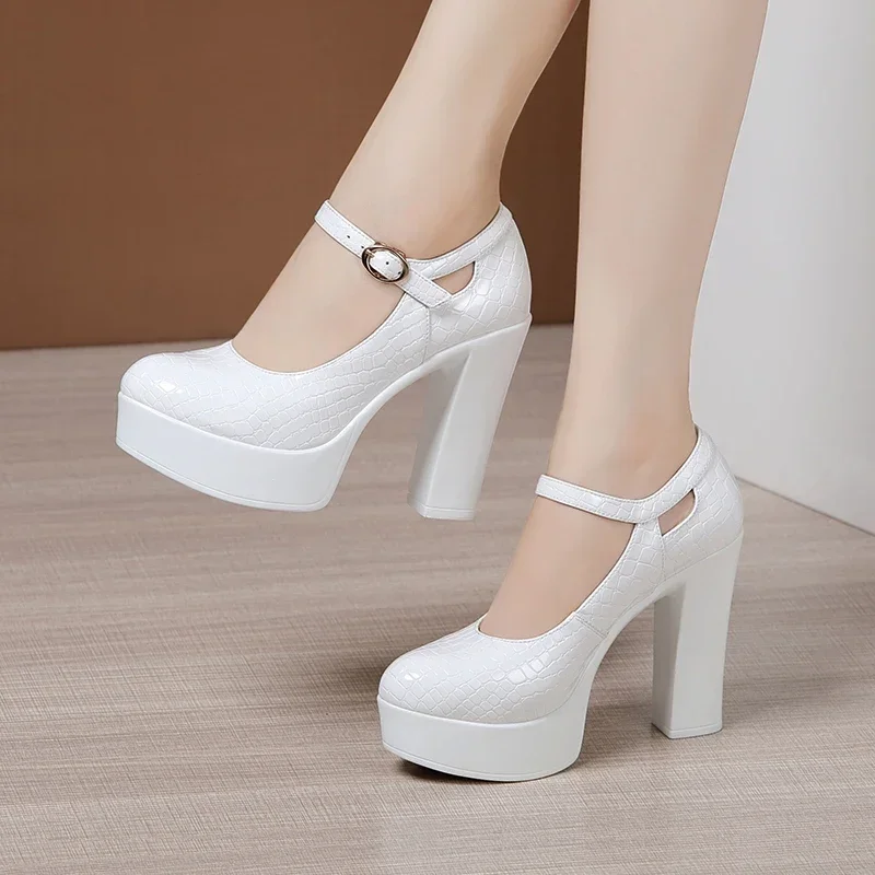 9cm 12cm Small Size 32-43 Shallow Thick Bottom Platform Pumps Women Shoes 2024 Block High Heels Shoes for Model Party Wedding