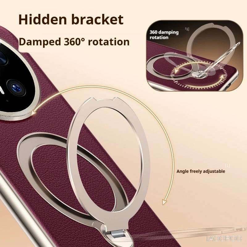 Magnetic Wireless Charging Case 360-degree Rotating Bracket Electroplated TPU Leather Case For Huawei Mate 70 60 Pro Plus