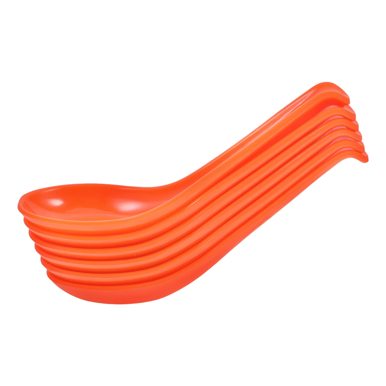 

6pcs Melamine Spoons Plastic Dinnerware Teardrop Shape Multipurpose Kitchen Spoon Ramen Soup Ladle Long Handle Chinese Asian