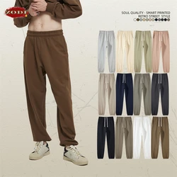 ZODF Trendy Autumn Winter Men 400gsm Cotton Sweatpants Unisex Casual Heavyweight Loose Solid Terry Joggers Pants HY0689