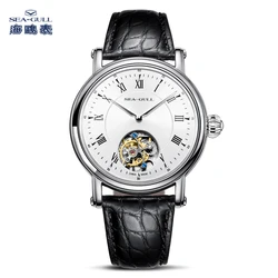 Orologio meccanico automatico Tourbillon Seagull Orologio da uomo d'affari in pelle di alligatore di marca di lusso Orologio Tourbillon cavo 6018