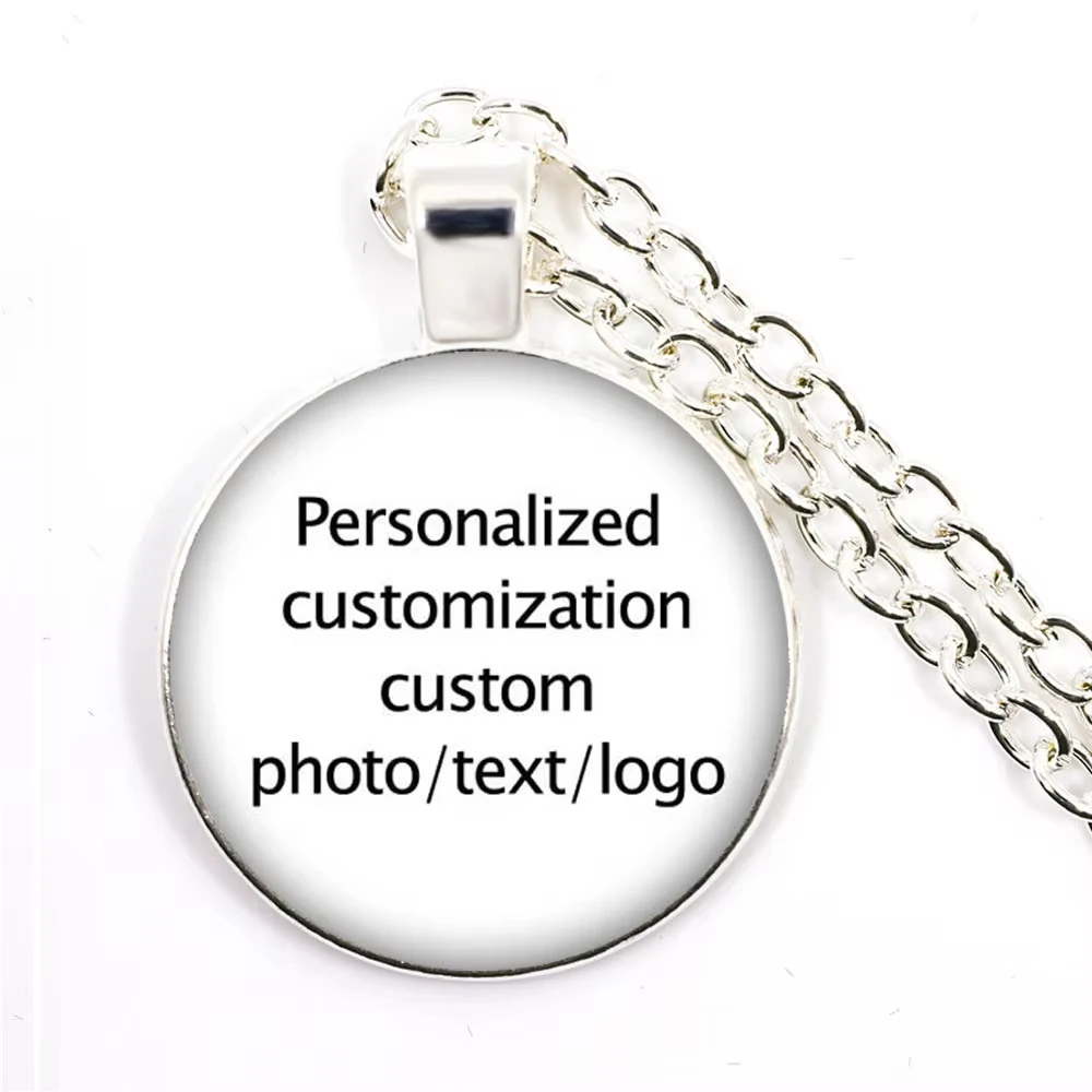 Custom Necklace Photo Text Logo Pictures Glass Cabochon Pendant Necklace Baby Mom Dad Family Anniversary Personalized Giftds