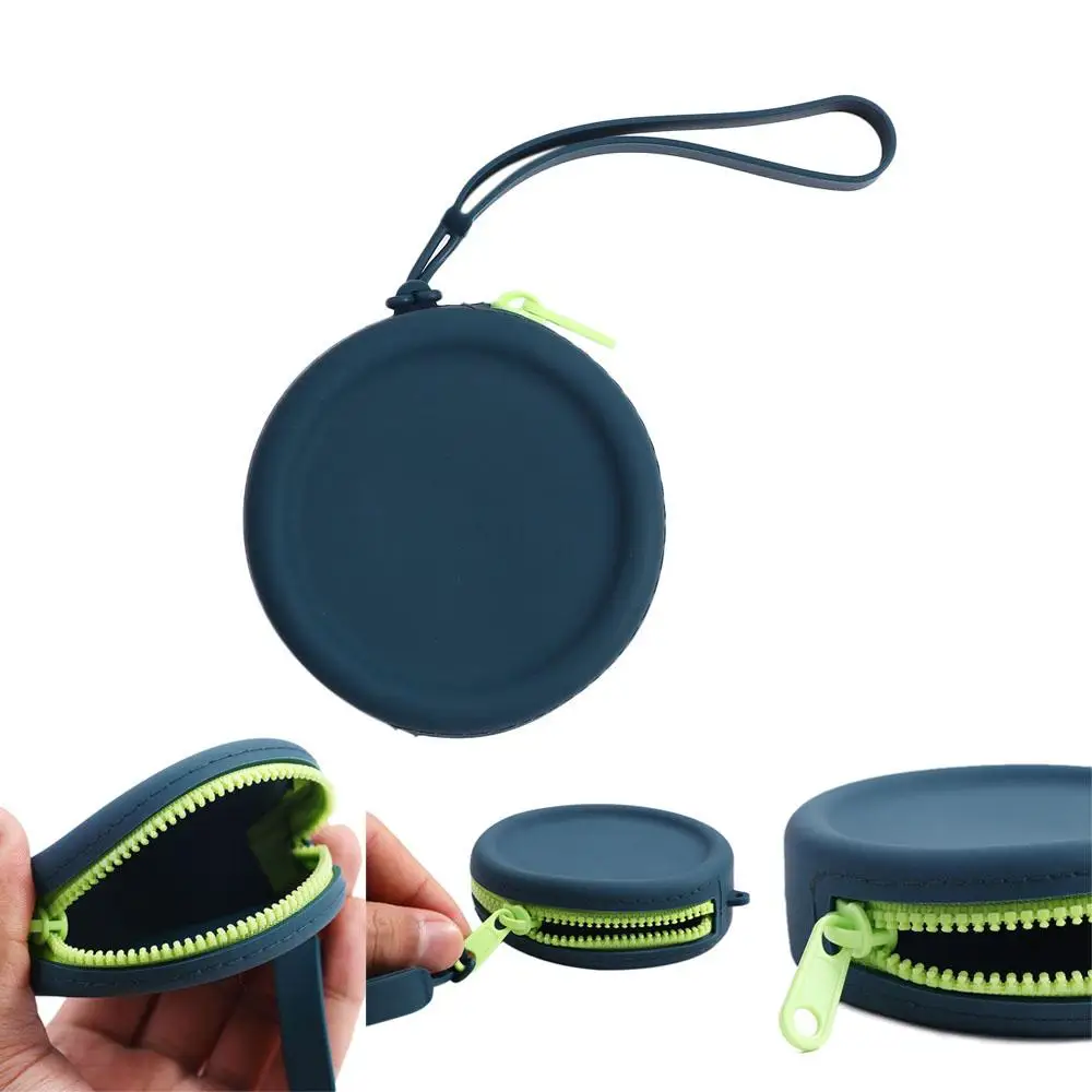 Cute Round Headset Bag Earbuds Box Earphone Storage Bag Women Mini Wallet Money Bag Silicone Coin Purse Headphone Case