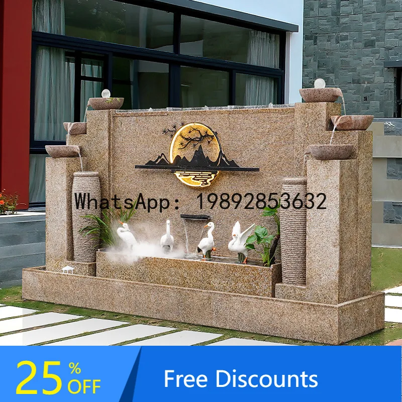 T26  Stone Chinese Style Outdoor Courtyard Water Curtain Wall Company Screen Partition Fish Pond Circulating  Water Curtain Wall