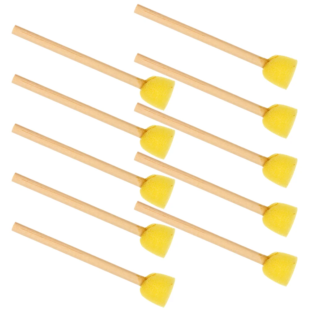 Pinceau éponge avec manche en bois, stylos de peinture ronds pour matériau jaune, mousse Foy, 10 pièces