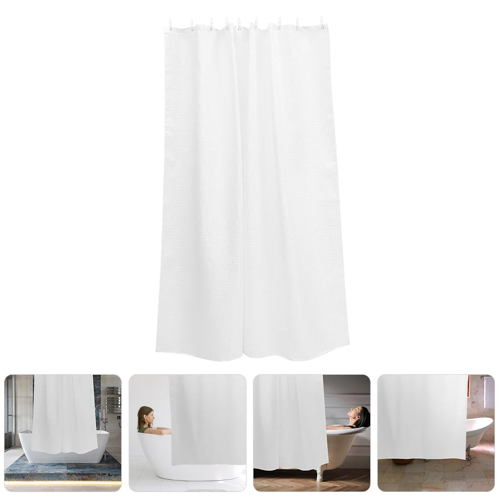 

Waterproof Shower Curtain Large Plain Solid Polyester Bath Curtain With Hooks For Bathroom Home Hotel Use