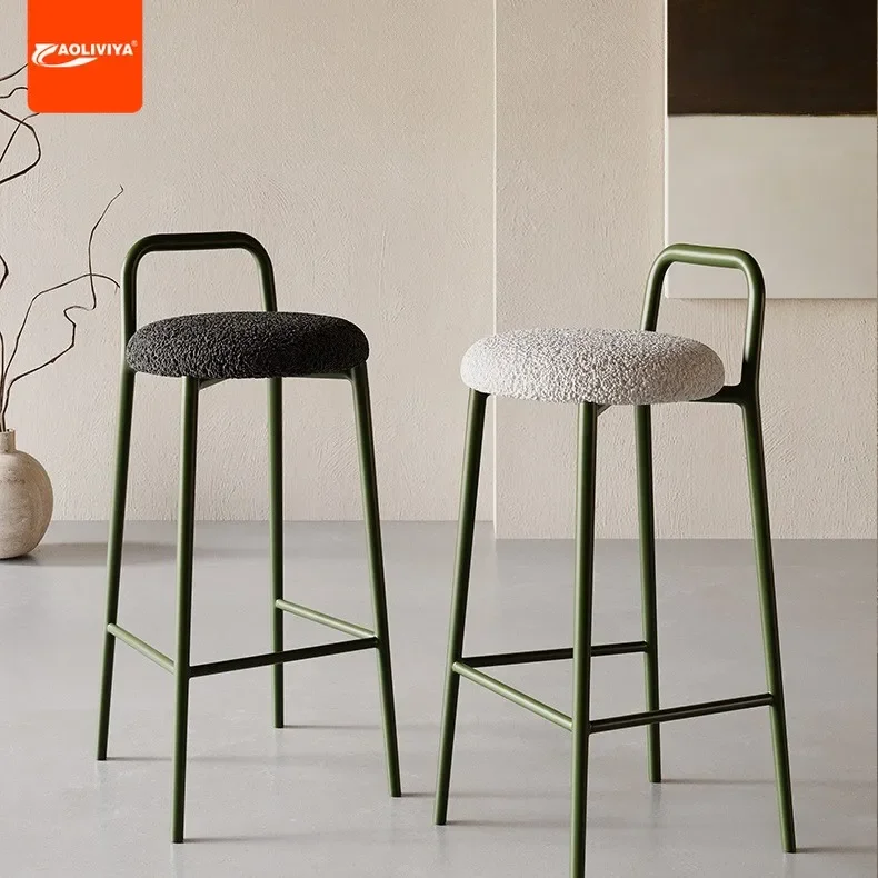 AOLIVIYA Bar Chair Modern Simple Round Stool High Chair Bar Cashier Front Desk Stackable Household Bar Stool