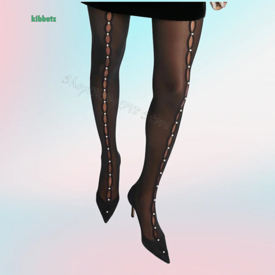 

Black Sexy Over The Knee Boots Pointed Toe Stiletto Boots for Women Bar Striptease Shoes Plus Size 2024 New Zapatos Para Mujere