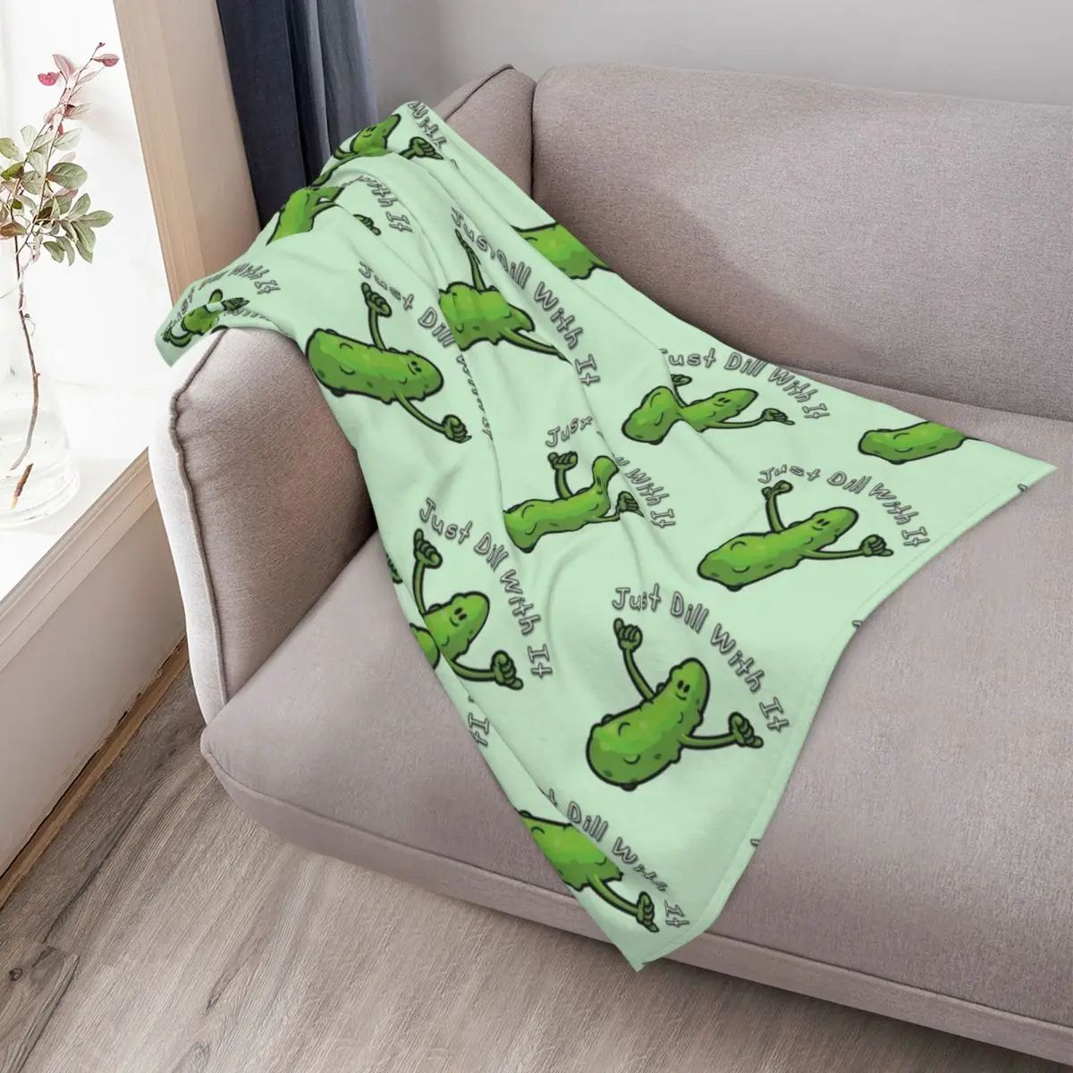 Just Dill With It مضحك الكرتون المخلل رمي بطانية رقيقة أفكار هدايا عيد الحب الفاخرة St البطانيات الزخرفية #3