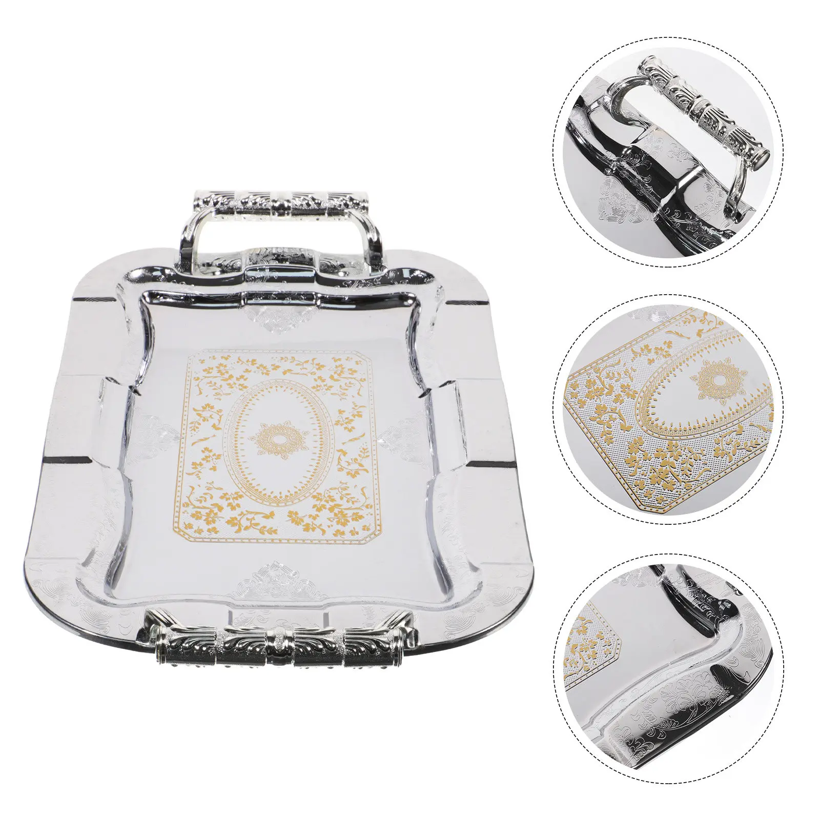 

Поднос для сервировки в европейском стиле из нержавеющей стали, тарелка для фруктов, поднос для закусок для кухни, гостиной, кофейного столика, отеля, ресторана, десертный поднос