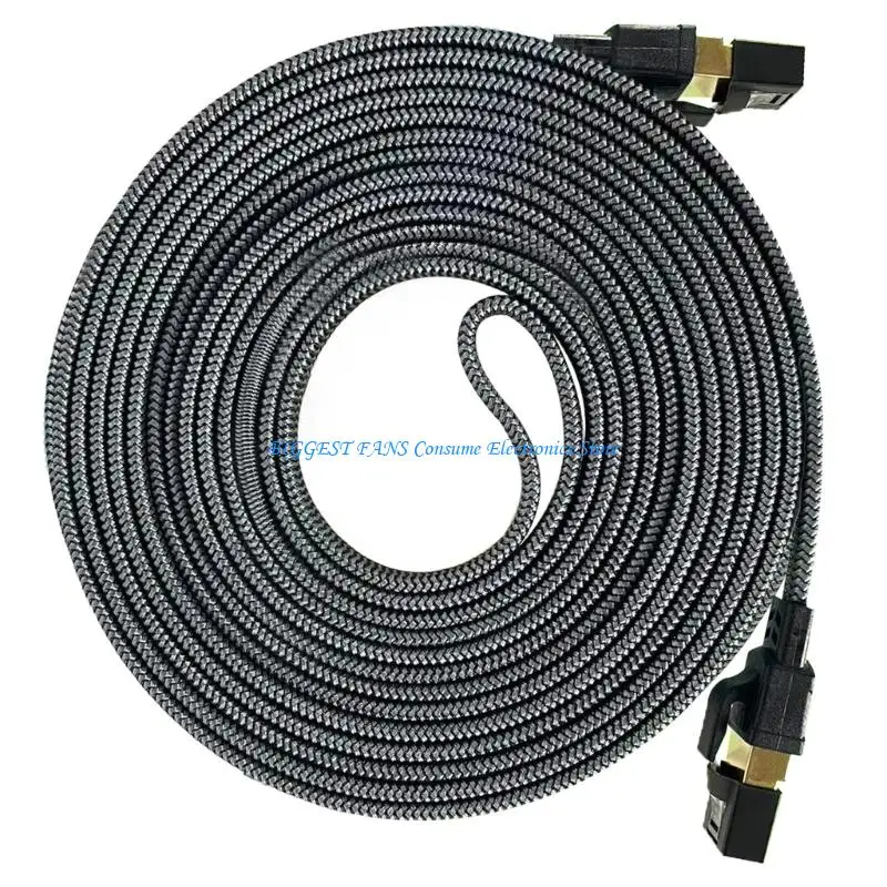 Soft Braided CAT8 Networking Cable 40Gbps 2000MHz Bandwidth Anti Interferences Flat RJ45 Cord