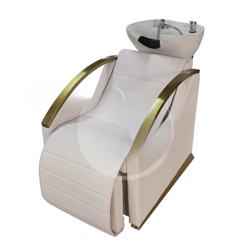 

Professional Hair Salon Furniture White Adjustable Electric Massage Shampoo Chairs For Washing Hair