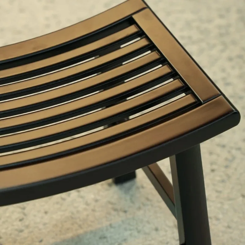 Solid Wood Small Bathroom Stool Shoe Changing Stools Portable Bamboo Shower Bench Stool Bathroom Seat Anti-Slip Feet for Elderly image 5