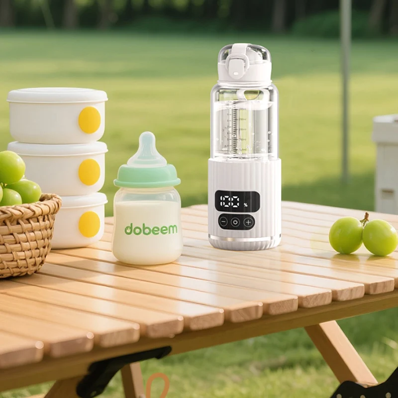 Portable Cordless Baby Milk Warmer, glass /316 Stainless Steel Smart Temperature Control Water Bottle for On-the-go Infant Feedi