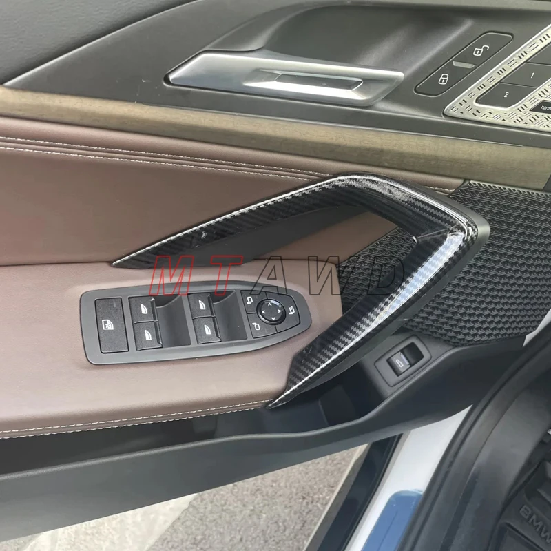 

Аксессуар для BMW X1 2023 2024 углеродный ABS Автомобильная внутренняя дверная ручка Чаша Панель рамка Защитная крышка отделка украшение автостайлинг