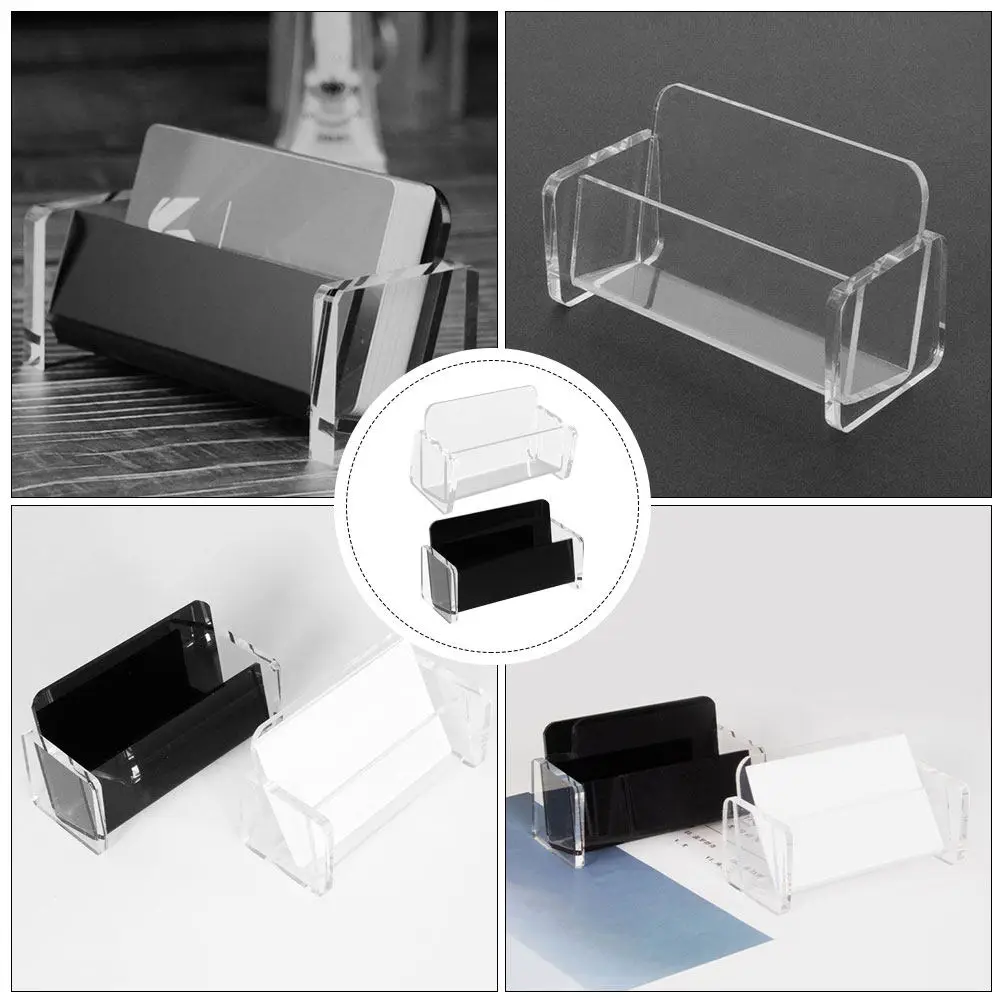 2Pcs Business Cards Holder Box Acrylic Tilt Design Large Capacity Desk Storage Organizer for Office Business Meeting