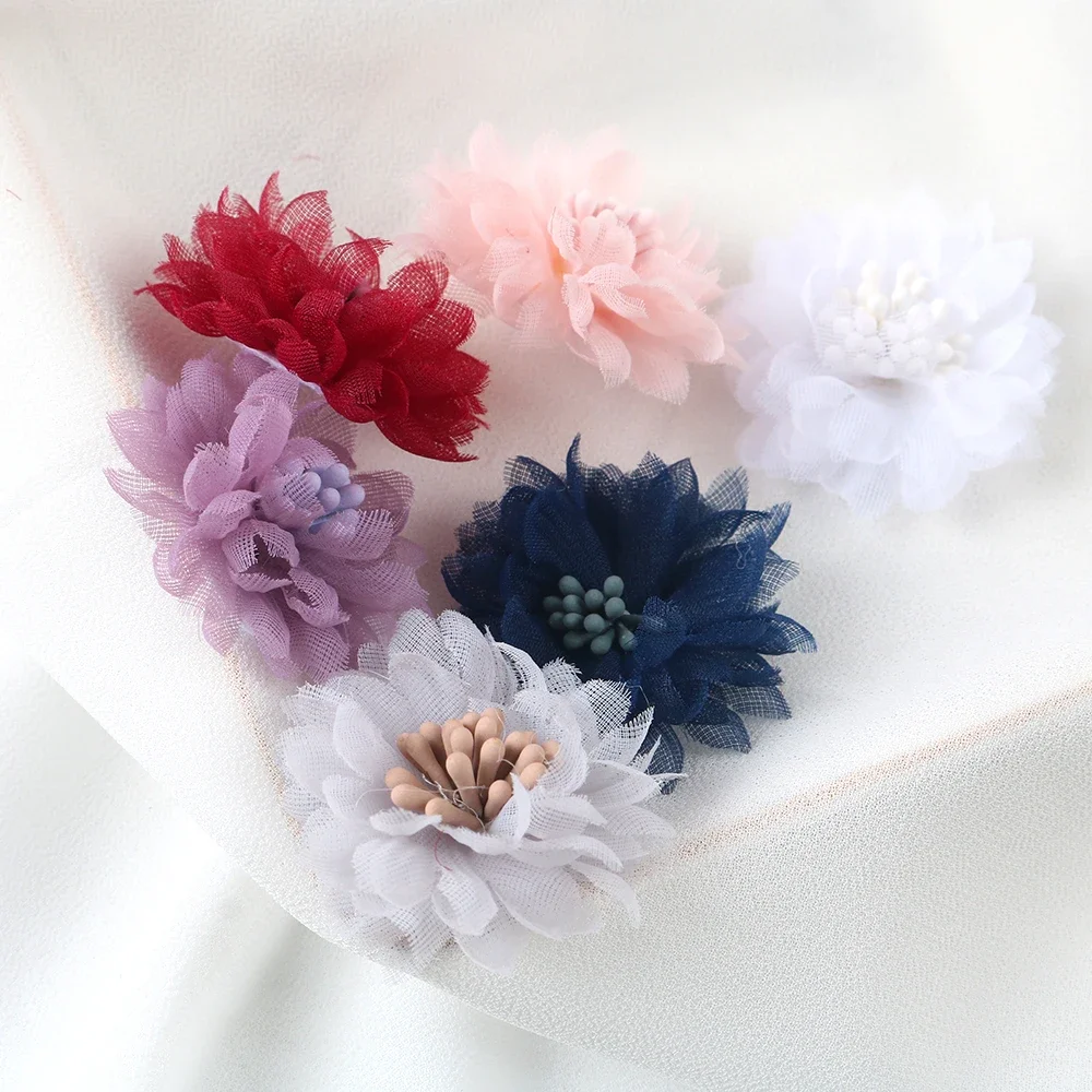 10pcs Fabric Artificial Flowers For Wedding Dress Hats Headband Decoration three-dimensional rose flower DIY corsage shoe flower