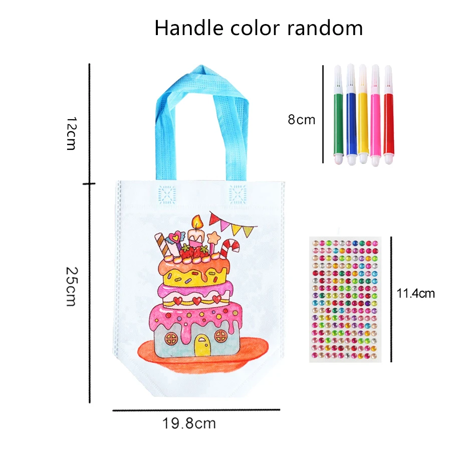 DIY Graffiti Malbeutel & Mini Malerei Marker Diamant Aufkleber Vlies Geschenktüte für Kindergeburtstag Partybevorzugung Partyzubehör – Detail 2