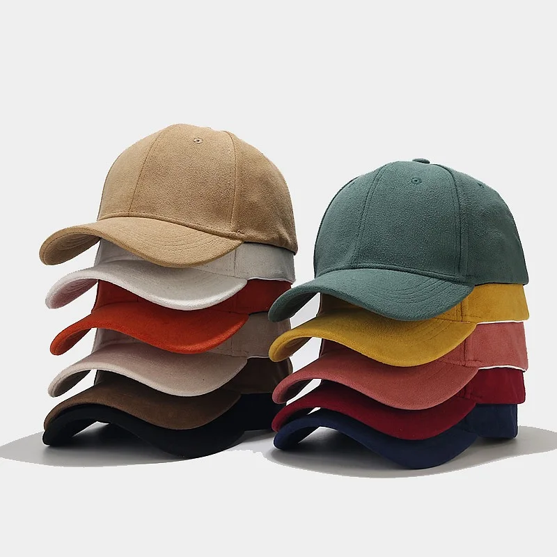 Solid Suede Retro Baseball Caps for Men Women Spring Autumn Street Snapback Hip Hop Hat Adjustable Faux Fur Sunscreen Visor Cap