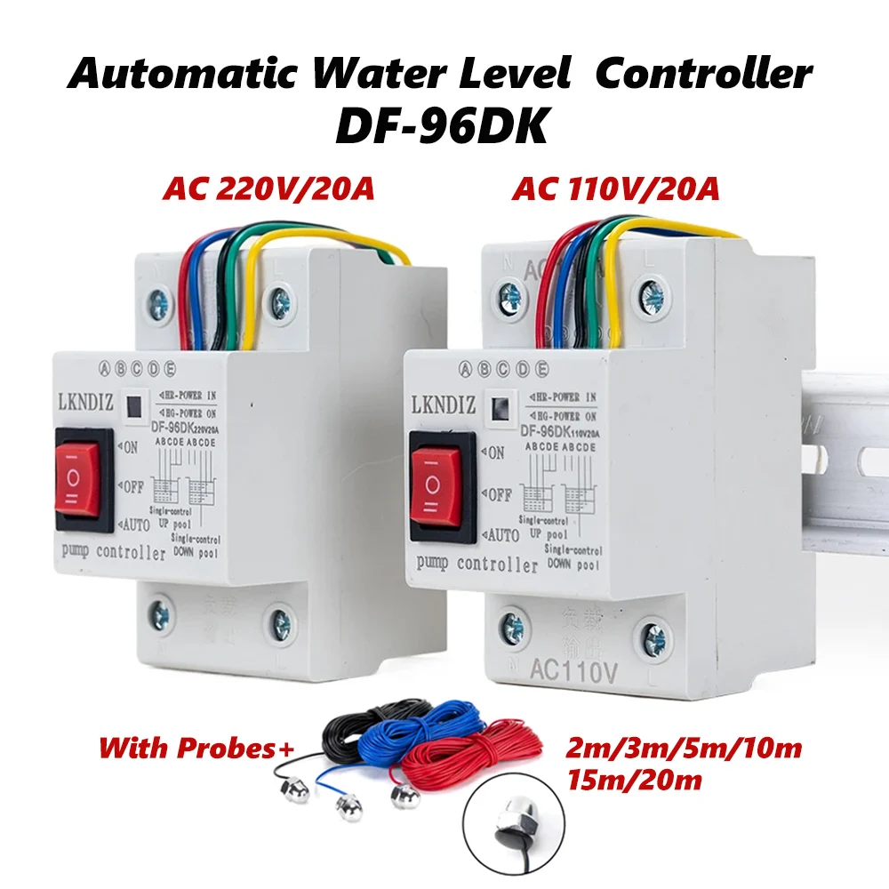 Interruptor de Controlador de Nível de Água Automático Tanque de Água Sensor de Detecção de Nível Líquido Controlador de Bomba de Água ac Df-96dk 20a 220v