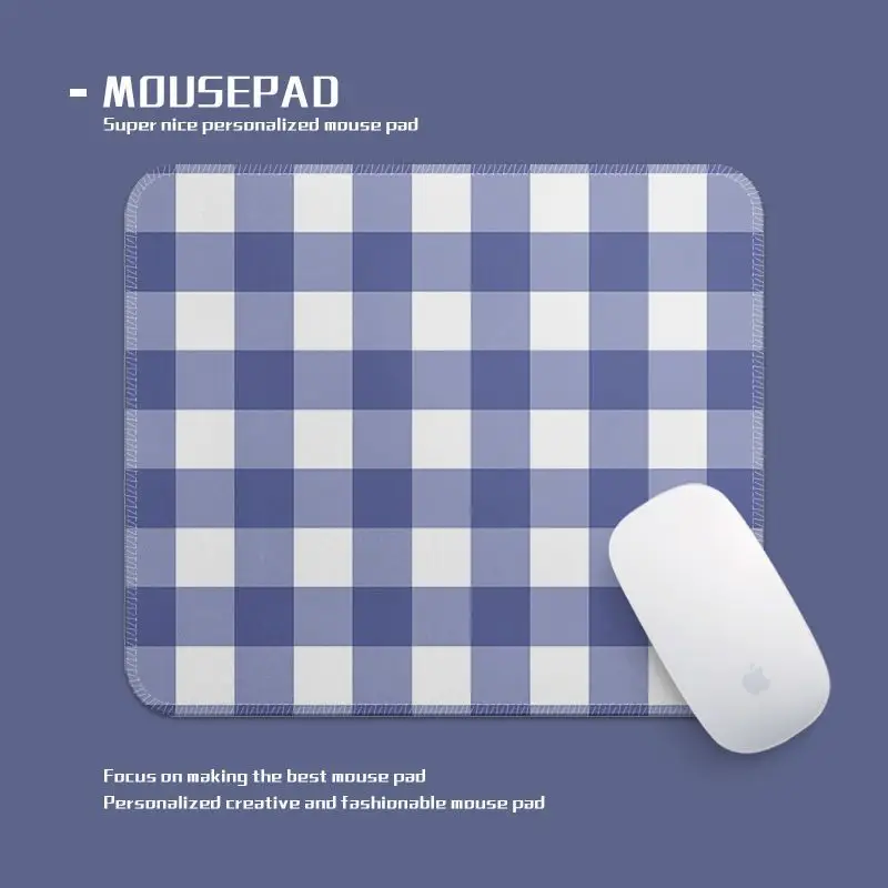 

Минималистичный сине-белый клетчатый коврик для мыши, маленький, нескользящий, водонепроницаемый, в британском стиле, милый настольный коврик для офиса