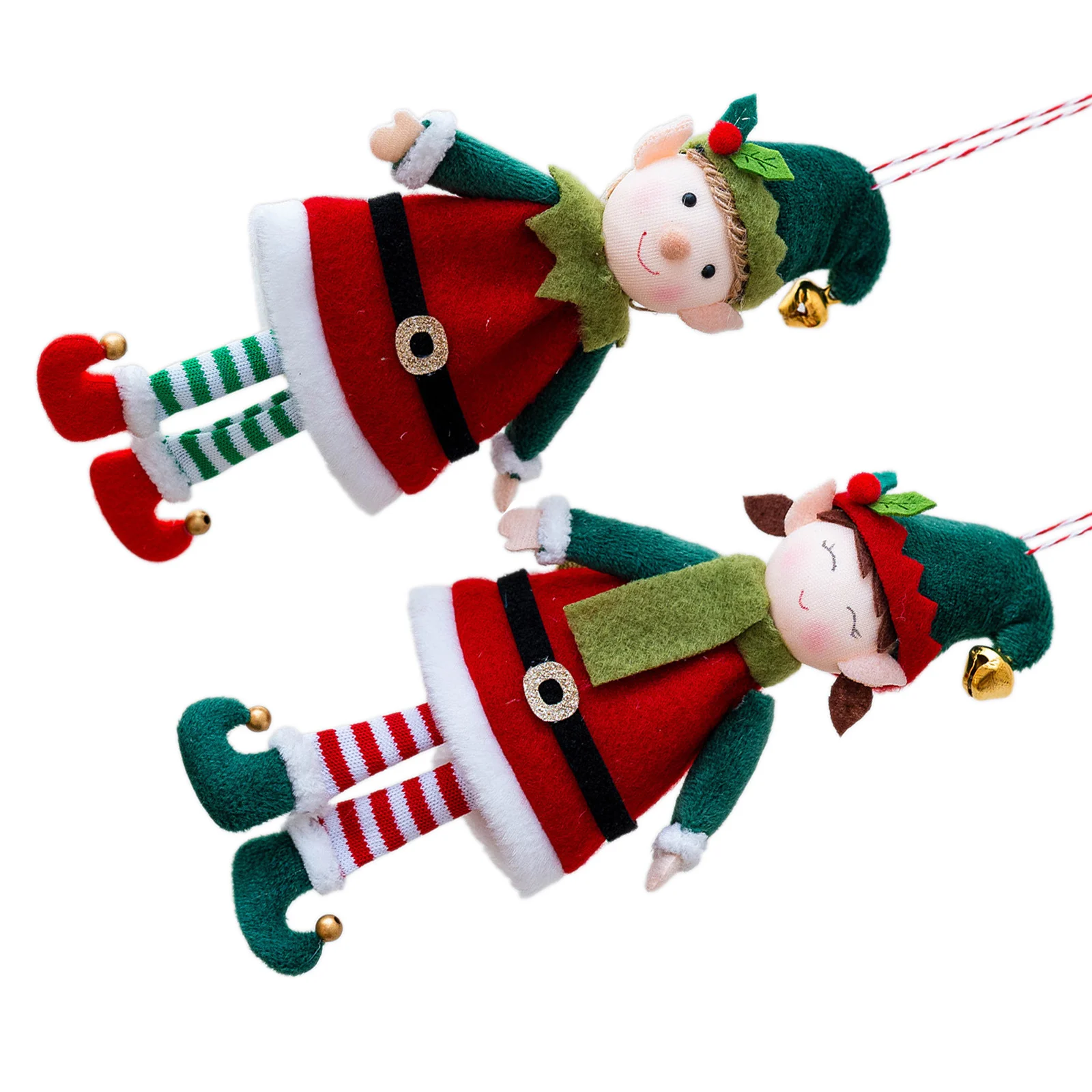 

2pcs Soft Christmas Elf Couple Ornaments Festive Holiday Decorative Hanging Tree Mantel Home Xmas Decor Stuffed Elf