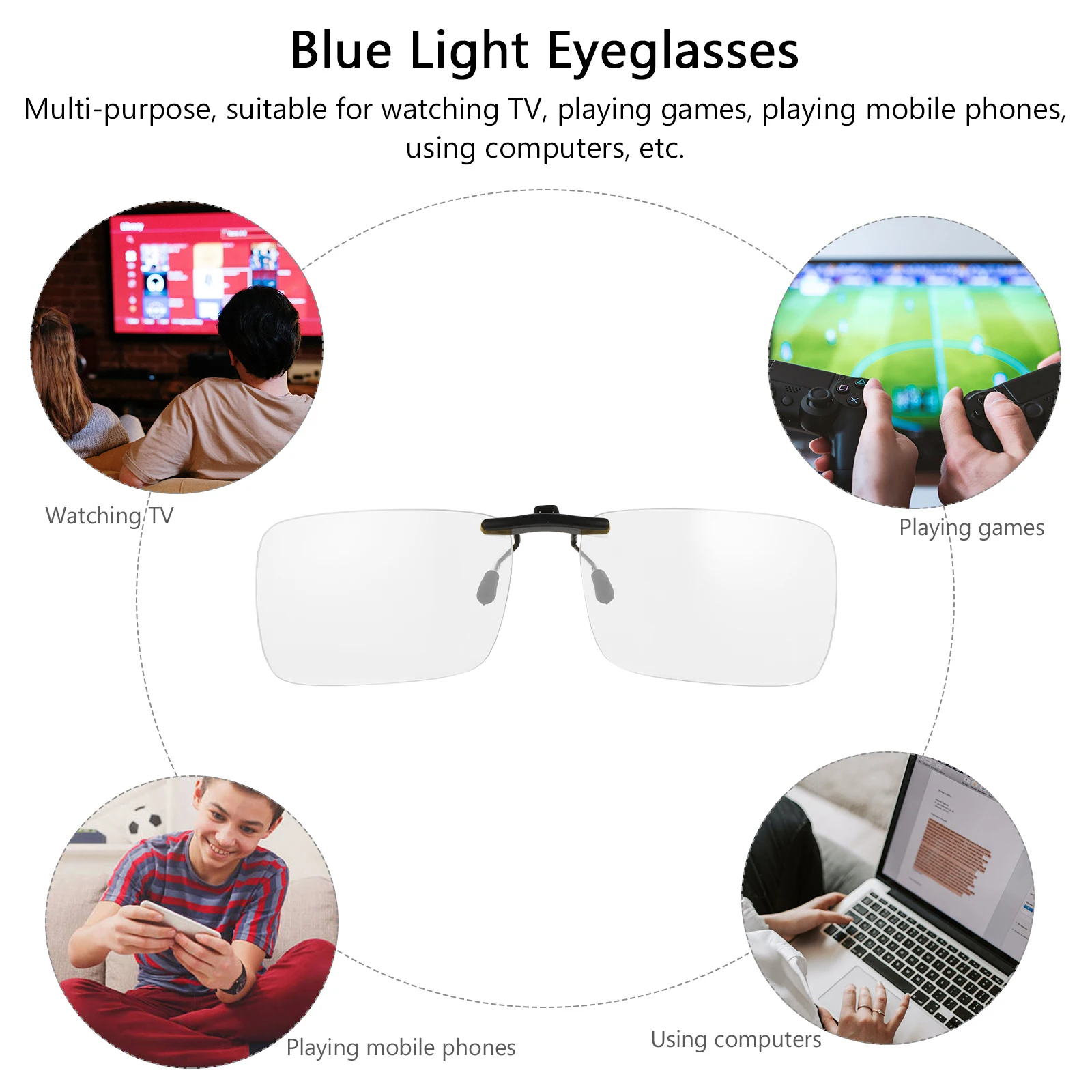 

1pc Clip-On Blue Light Blocking Glasses Unisex Eye Protector Sunglass Accessories Lightweight Thin Eyewear Clip