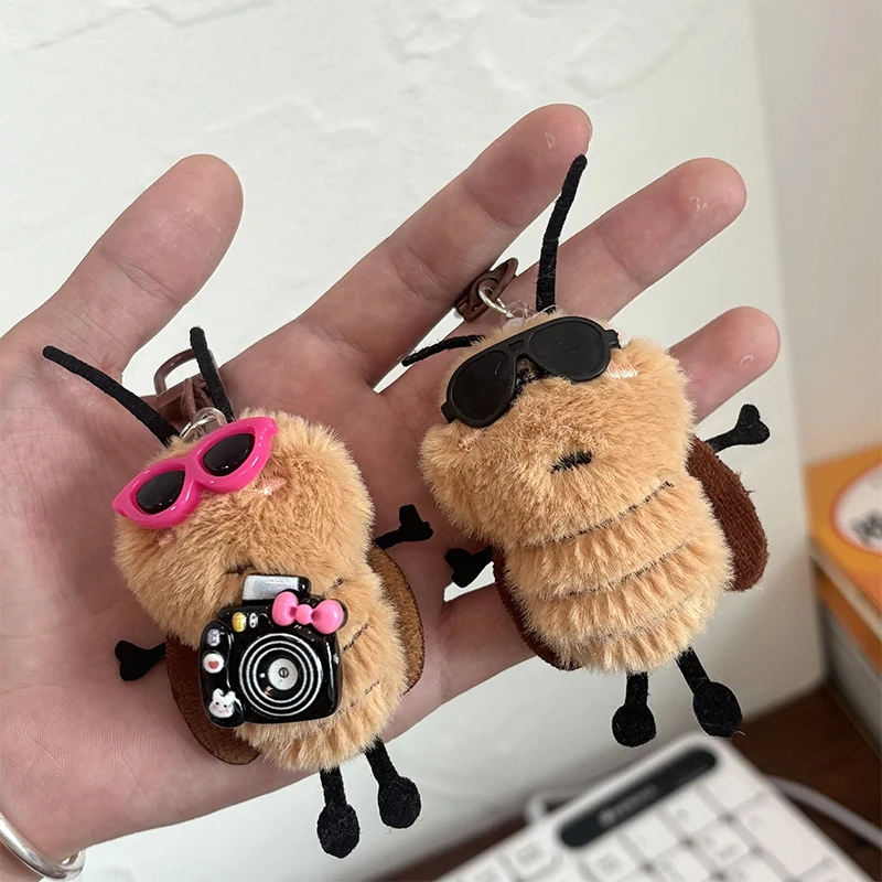 ''1/3Pcs Cute Cockroach Doll Keychain Creative Stuffed Animal Keyring School Bag Pendant Backpack Hanging Decoration Lovely Gift
