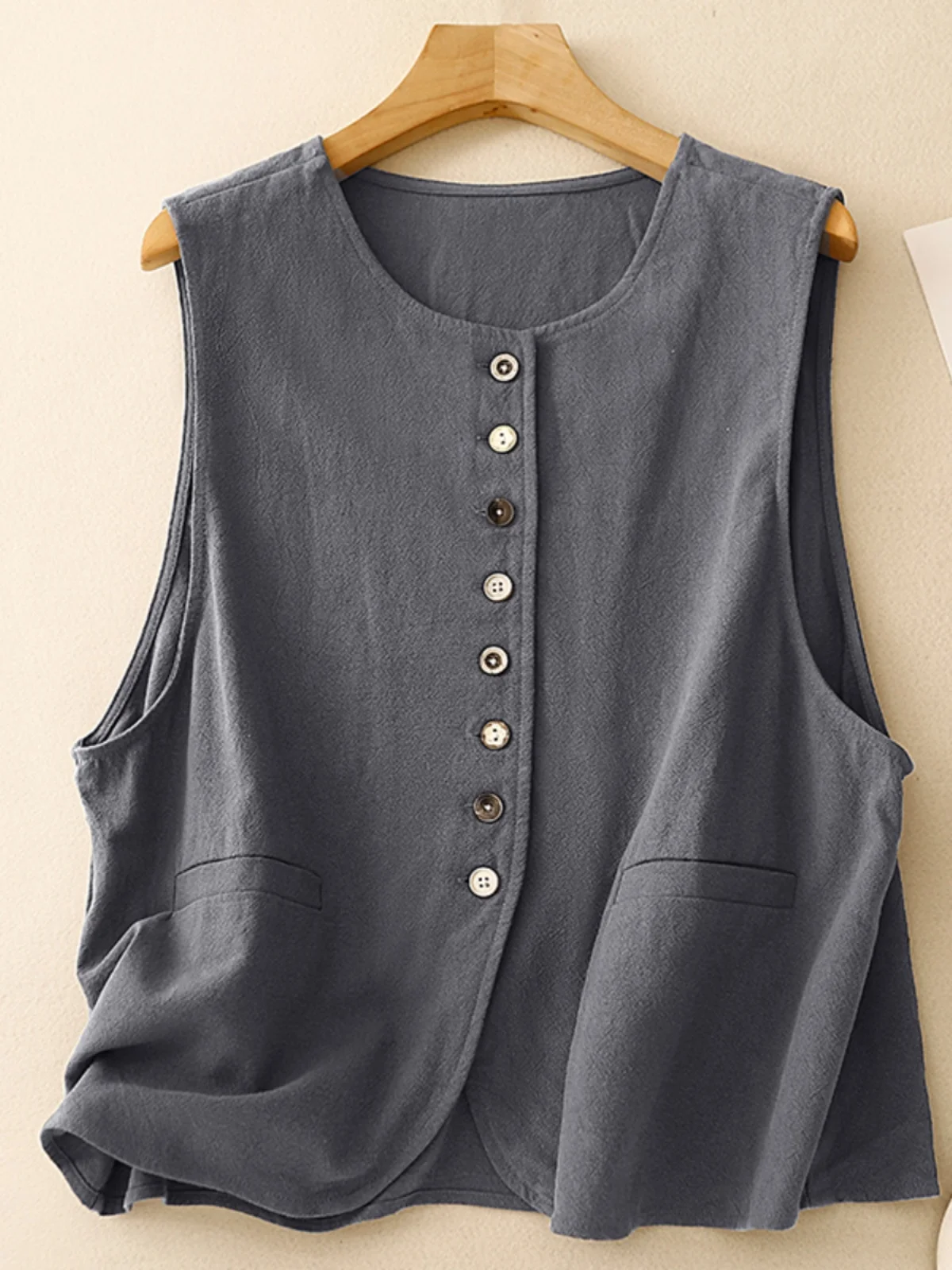 

Retro Women's Vest Top Layering Svel Outerwear Spring New Sle Age-Defng Old Money Sle Cotton Blend Blend Fabric