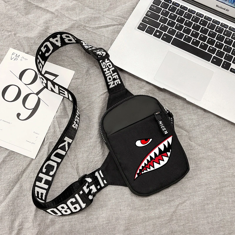 Shark Mouth Design Sports Chest Bags for Adult Small Mobile Phone Messenger Pack Waist Pouch Multi-function Carry-on Bag Gift