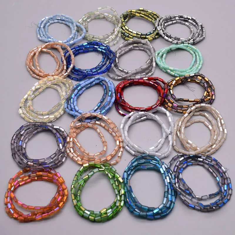 3x5mm 95pcs/Lot Faceted Straight Tube Beads Crystal Glass Beads For Jewelry Making Bracelet DIY Woven Jewelry Accessories