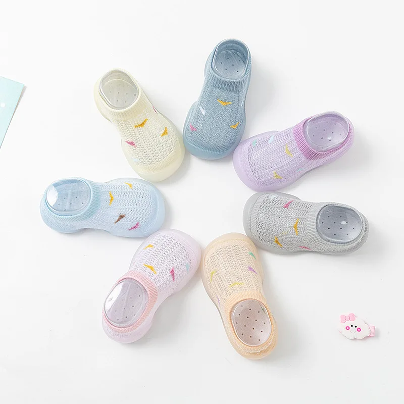 Zapatos de malla para bebé, calcetines transpirables, suelas suaves, Multicolor, Verano