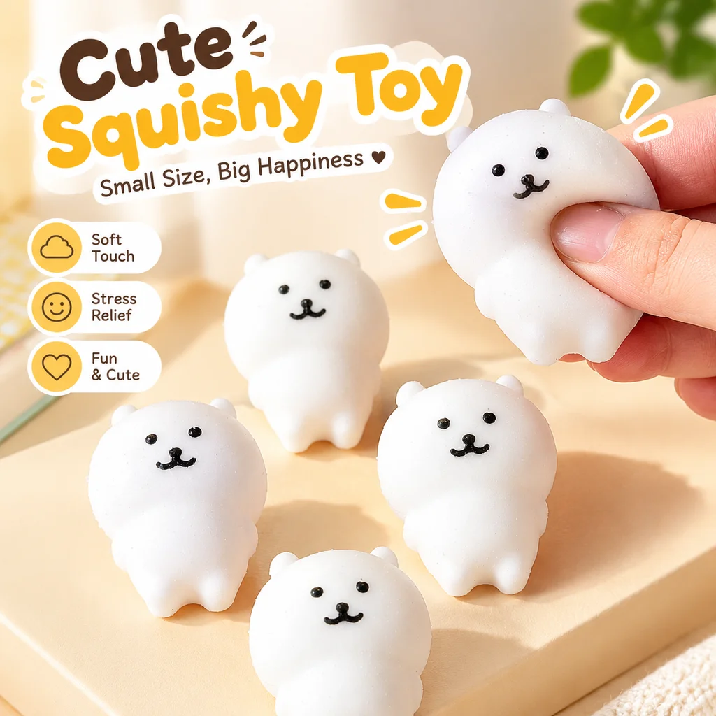 6pcs Stress Relieving Toy Cute Bear Pinch Little Nose Gag Fun Expression Children's Prize Self Deprecating Cute Bear Pinch