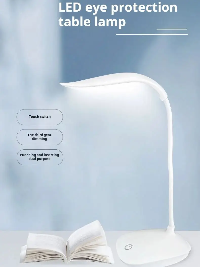 USB recarregável LED Desk Lamp, proteção para os olhos, Quarto Night Light, cabeceira, Estudante